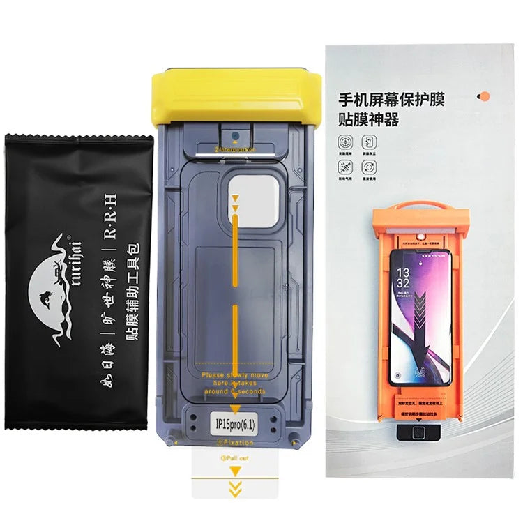 RURIHAI For iPhone 15 Pro Max Screen Protector Clear 3D Curved Tempered Glass Film with Easy Installation Tool