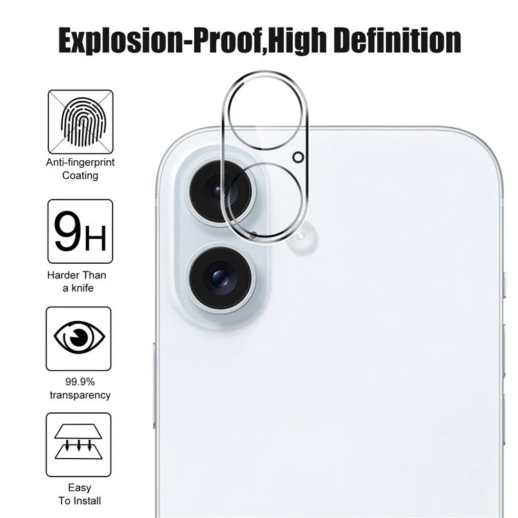 For iPhone 16 Plus / 16 Tempered Glass Camera Lens Protector HD Anti-Scratch Phone Lens Film