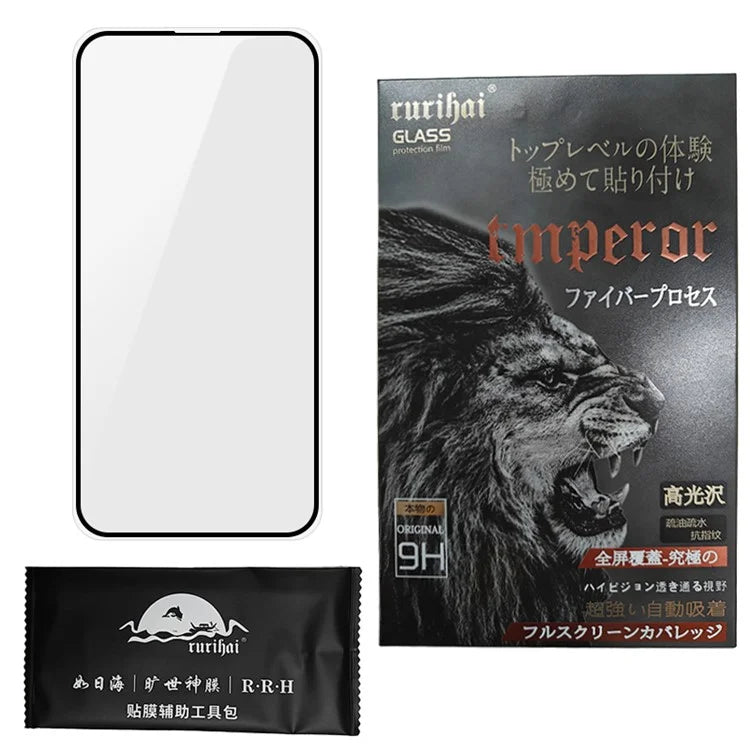 RURIHAI For iPhone 16 Pro Full Screen Protector Electroplated Fingerprint-Resistant Coating