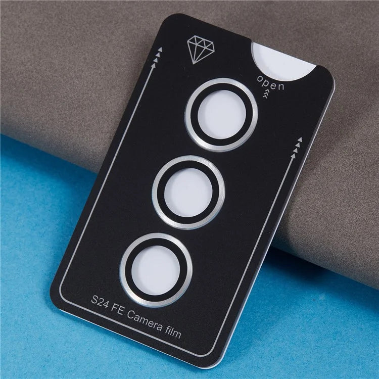 For Samsung Galaxy S24 FE Camera Lens Protector Set Metal + Tempered Glass Individual Ring Film