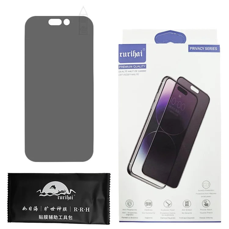 RURIHAI For iPhone 16 Plus 360 Degree Anti-Spy Full Screen Protector Ultra Clear Film