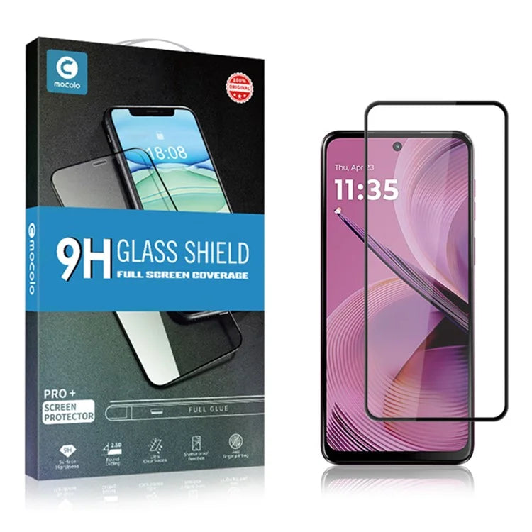 MOCOLO For Motorola Moto G55 5G Screen Protector Anti-Shatter Silk Printing Tempered Glass Film - Black