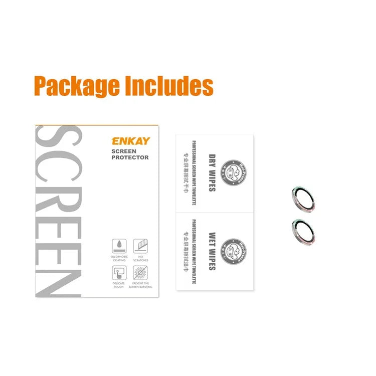ENKAY HAT PRINCE For iPhone 15 / 15 Plus Camera Lens Protector Rhinestone Tempered Glass Lens Filmish Green