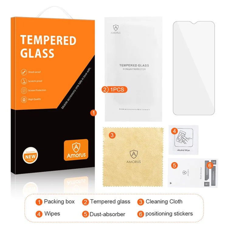 AMORUS For Honor X6a 4G High Aluminum-silicon Glass Screen Protector 2.5D Phone Screen Film