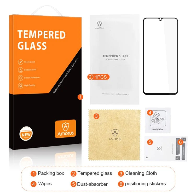AMORUS For Samsung Galaxy A05 4G HD Clear Screen Protector Silk Printing Full Glue Tempered Glass Film