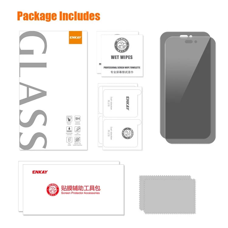 ENKAY HAT PRINCE 2Pcs For iPhone 15 Pro Max Anti-Spy Privacy Protection Film Anti-explosion Screen Protector