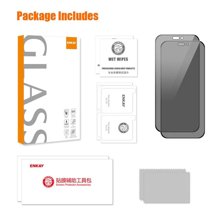 ENKAY HAT PRINCE 2Pcs For iPhone 15 Pro Max Anti-Spy Film High Aluminium-silicon Glass Screen Protector