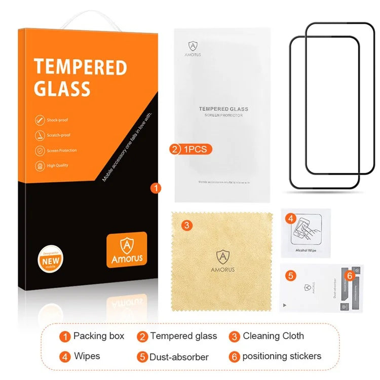 AMORUS 2Pcs For Google Pixel 8a Silk Printing Screen Protector Full Glue Tempered Glass Film