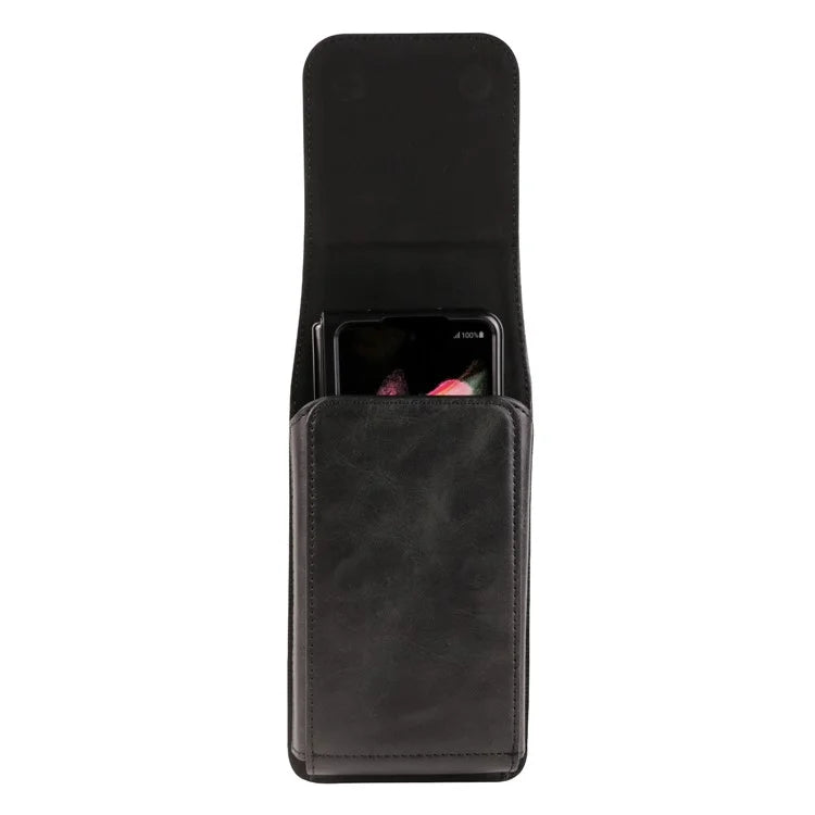 6.7-6.9 inch Phone Holster with Belt Loop Crazy Horse PU Leather Cell Phone Waist Pouch