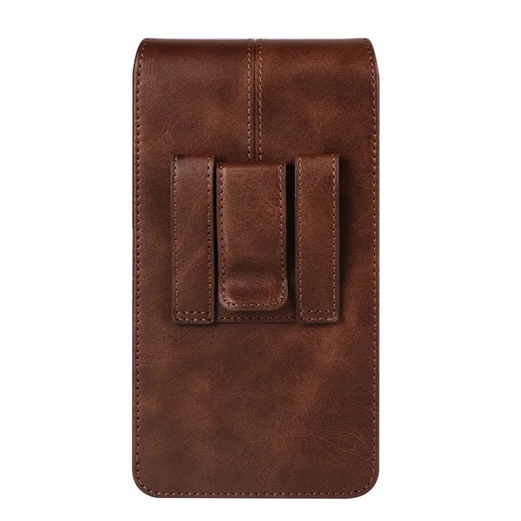 7.2 inch Leather Phone Holster Magnetic Closure Vertical Waist Cell Phone Pouch