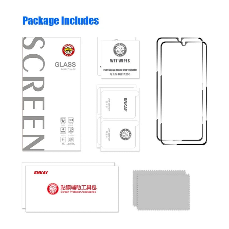 ENKAY HAT PRINCE 2Pcs for vivo S10e 5G Anti-Scratch Screen Protector 0.26mm 9H 2.5D Silk Printing Full Glue Film
