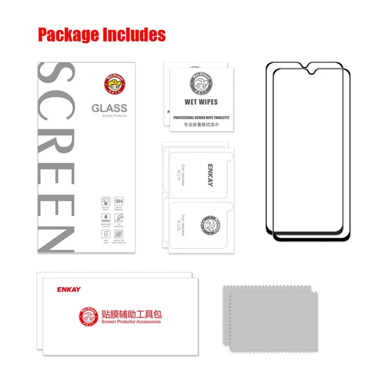 ENKAY HAT PRINCE 2Pcs for Realme C33 4G / C33 2023 4G 9H Hardness Screen Protector Silk Printing HD Clear Film