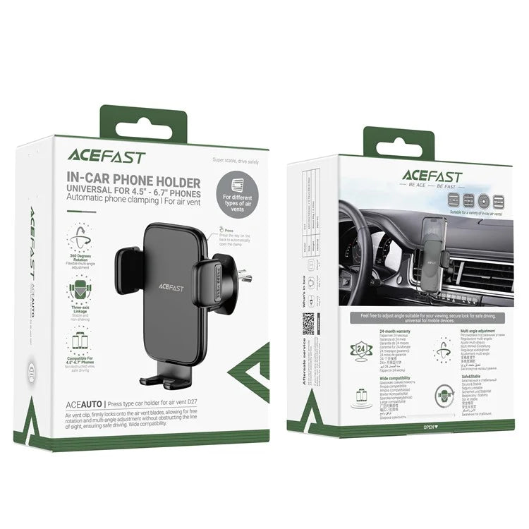 ACEFAST D27 Press Type Phone Stand Holder Car Air Vent 360 Degree Rotation Phone Clamp