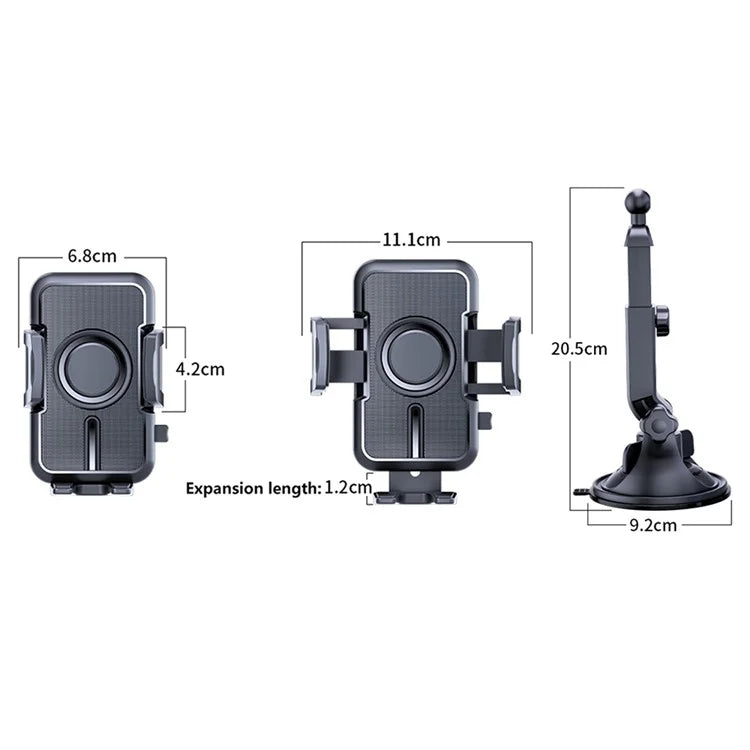 D55+LS Phone Holder Bracket with Suction Cup Base for Car Dashboard Windshield