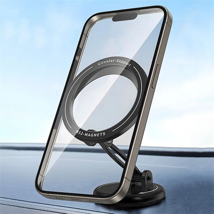Car Mount Magnetic Phone Holder Rotary Foldable Zinc Alloy Phone Stand Compatible with MagSafe