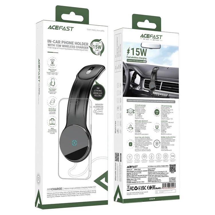 ACEFAST D21 Magic Tape Car Mount Holder Magnetic Wireless Charger Phone Bracket