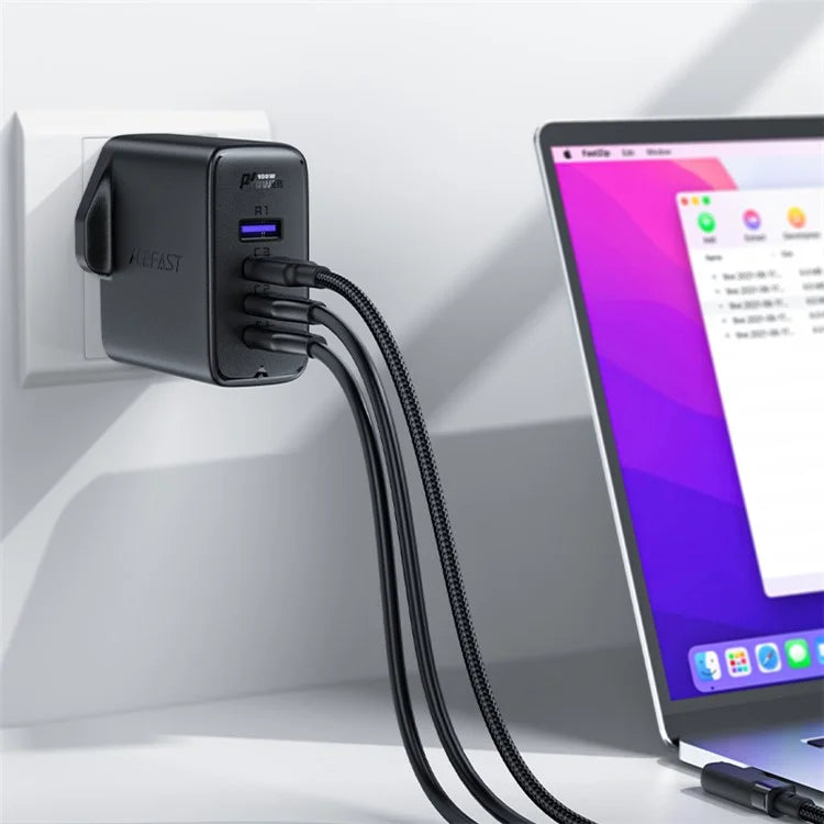 ACEFAST A40 PD 100W GaN Fast Charger 3 Type-C + 1 USB-A Charging Adapter with Charging Cable, UK Plug