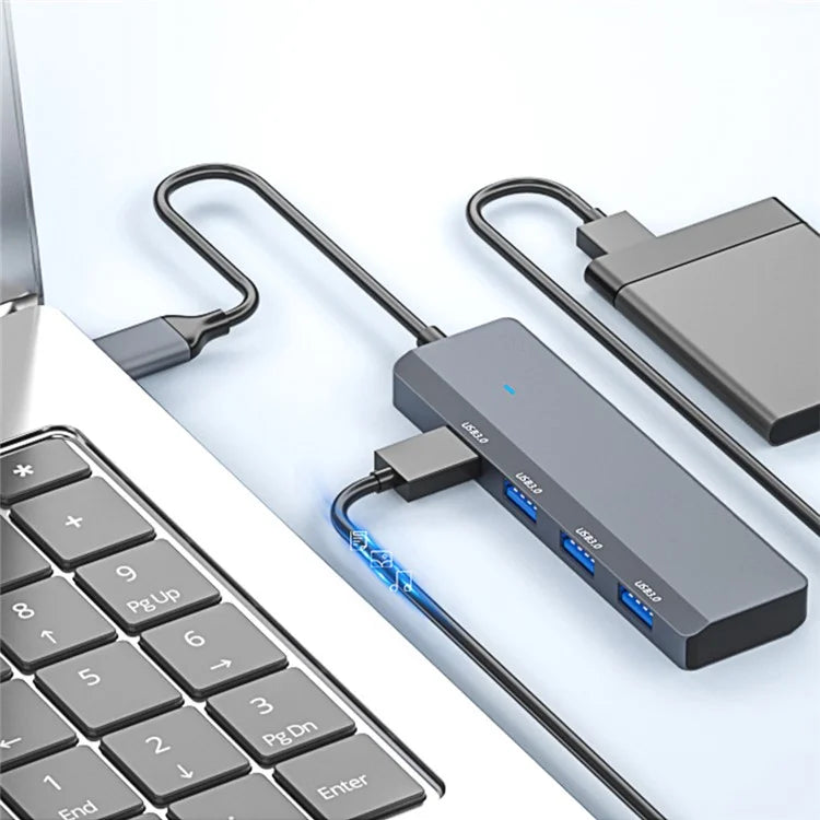 ADS-305C Type-C to 4 X USB3.0 USB Hub Splitter Aluminum Alloy Laptop Phone Adapter