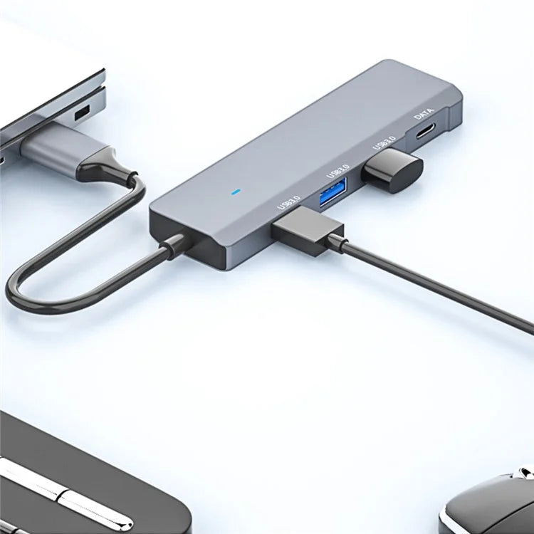 ADS-309A USB to 3 USB3.0 + 1 Type-C Data Transfer Docking Station USB Hub Aluminum Alloy Adapter