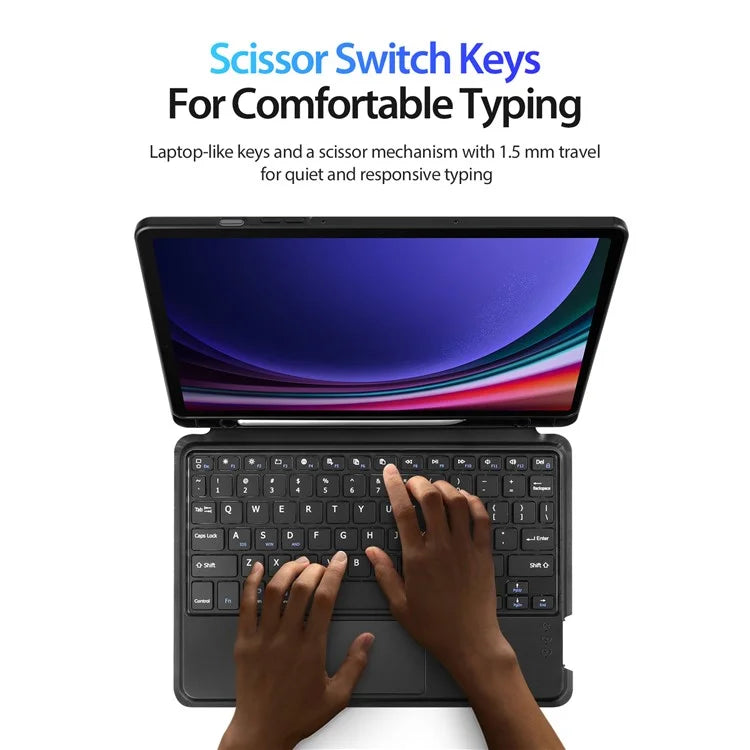 DUX DUCIS For Samsung Galaxy Tab S9 Bluetooth Keyboard Case Magnetic Detachable PU Tablet Cover