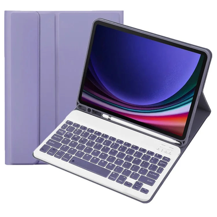 A710B For Samsung Galaxy Tab S9 FE X510 / X516 Pen Holder Leather Stand Cover + Bluetooth Keyboard