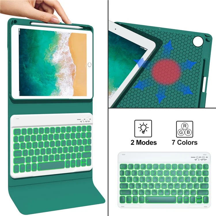 For iPad 9.7-inch (2017) / (2018) / iPad Air 2 Backlit Bluetooth Keyboard Tablet Leather Case