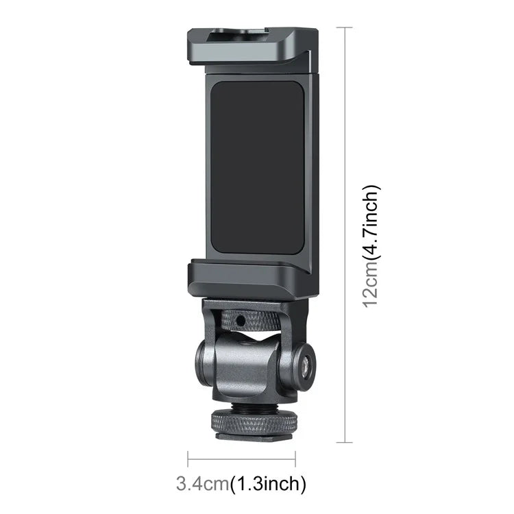 PULUZ PU3206B Gimbal Cold Shoe Phone Clamp Aluminum Alloy Retractable Phone Clip Holder