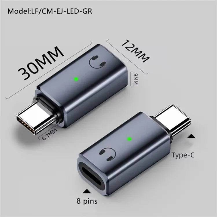 USB-C Male to 8-Pin Female Adapter Converter Audio Headphone Extension Connector