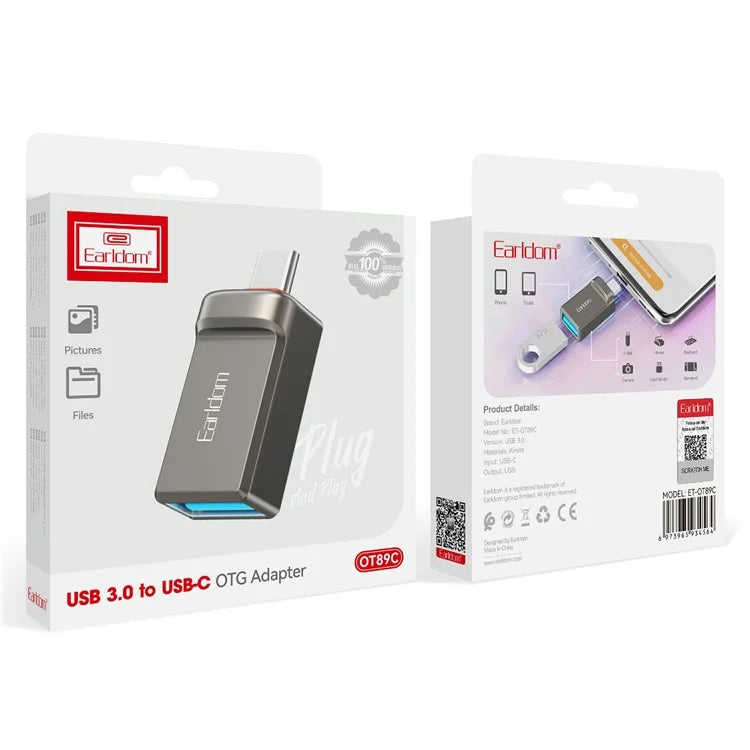 EARLDOM OT89C Type-C OTG Adapter USB-A 3.0 Female to USB-C Male Converter