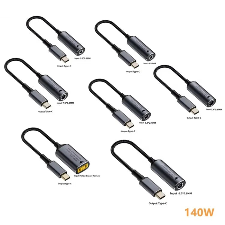 140W 20V 6.0x0.6mm DC Female to Type-C Male Adapter Laptop Power Charge Connector
