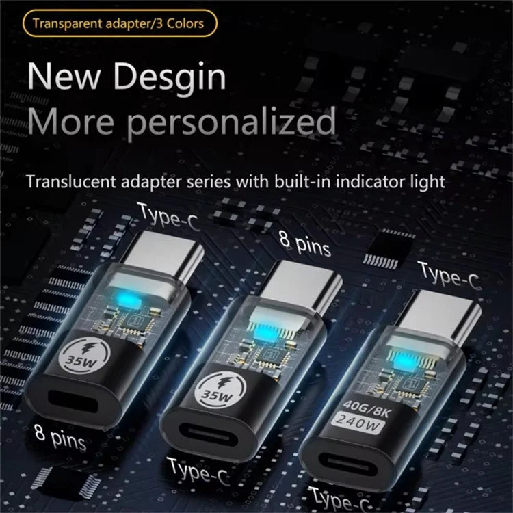 Type-C Male to 8 Pin Female 480Mbps PD 35W Fast Charging Adapter Support Data Transmission