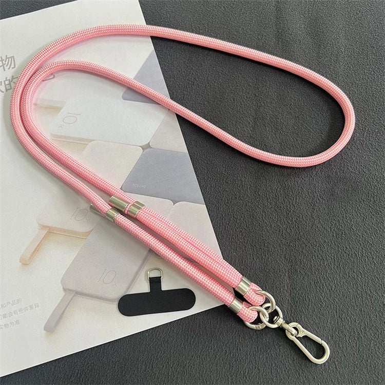 8mm Thickness Crossbody Phone Lanyard Strap with Patch Polyester Adjustable Nylon Neck Strap, Length: 1.5m