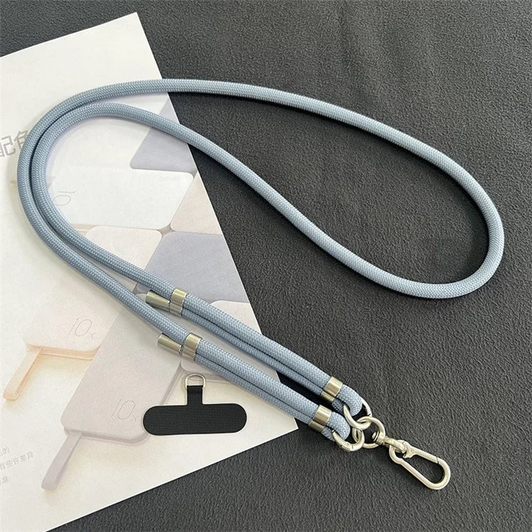 8mm Phone Lanyard with Patch Metal Buckle Polyester Adjustable Shoulder Strap, Length: 1.5m Blue