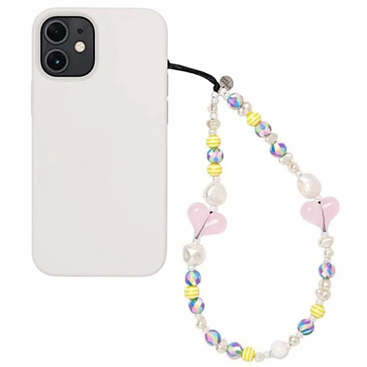 Beaded Phone Charms Key Chain Anti-Lost Phone Lanyard Wrist Strap, Length: 16cm+5cm