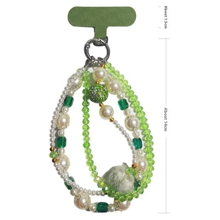 Phone Charms Wrist Strap 3-in-1 Beaded Phone Lanyard Jewelry with Tether Tab, Folded Length: 14cm
