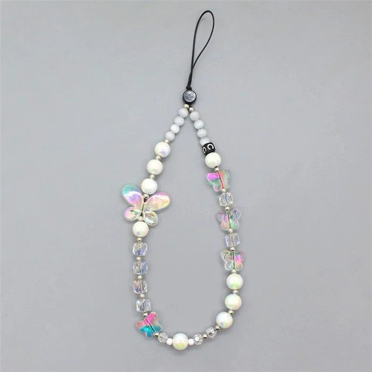 Beaded Phone Lanyard Short Wrist Strap 30cm Artificial Crystal Phone Bracelet