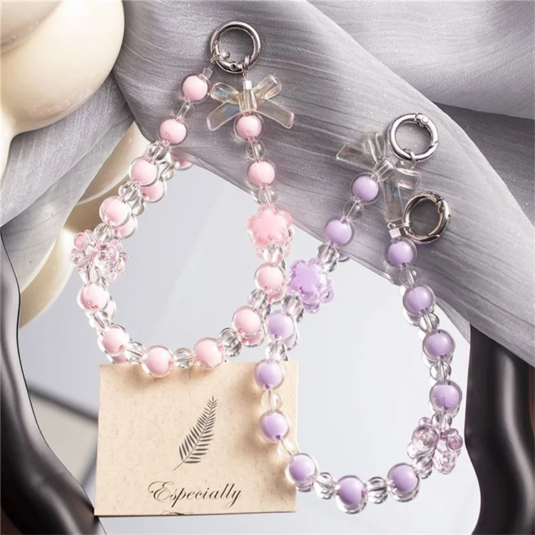 Beaded Phone Bracelet Strap Crystal Beaded Phone Charm Hand Wrist Lanyard, Total Length: 30cm