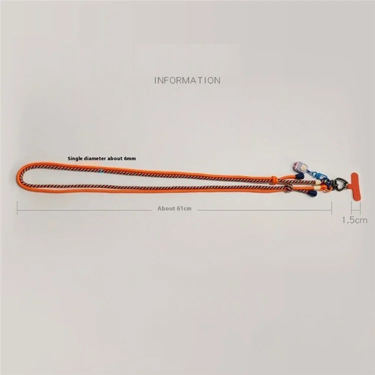 6mm Thick Crossbody Phone Lanyard Adjustable Polyester Neck Strap with Tether Tab, Total Length: 122cm
