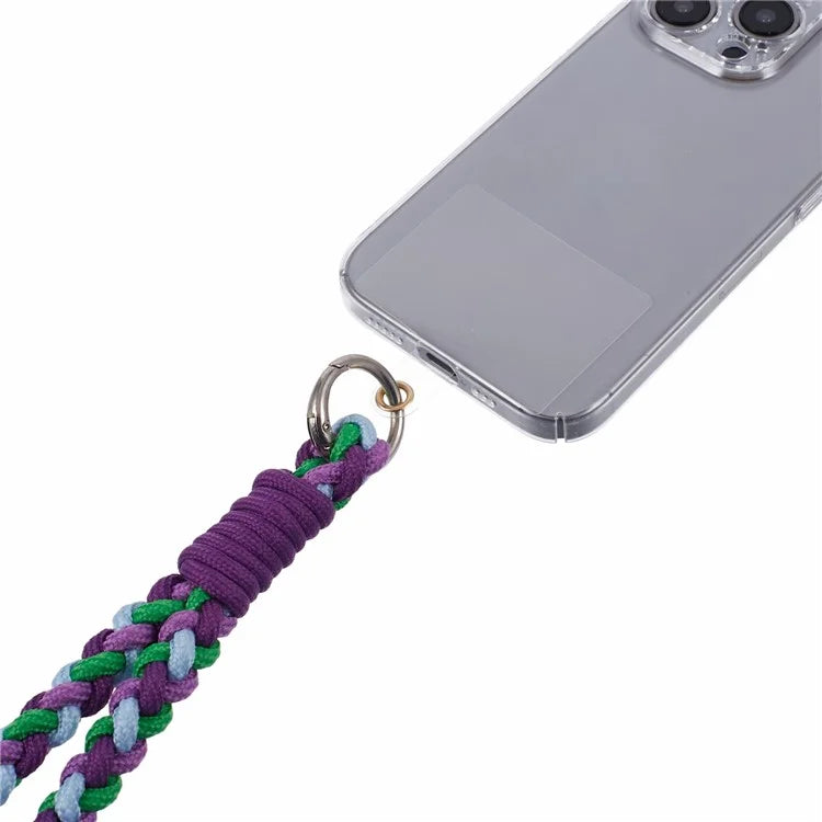 A6 Phone Lanyard Four-Strand Braided Wrist Strap Phone Rope with Tether Tab+Green+Blue