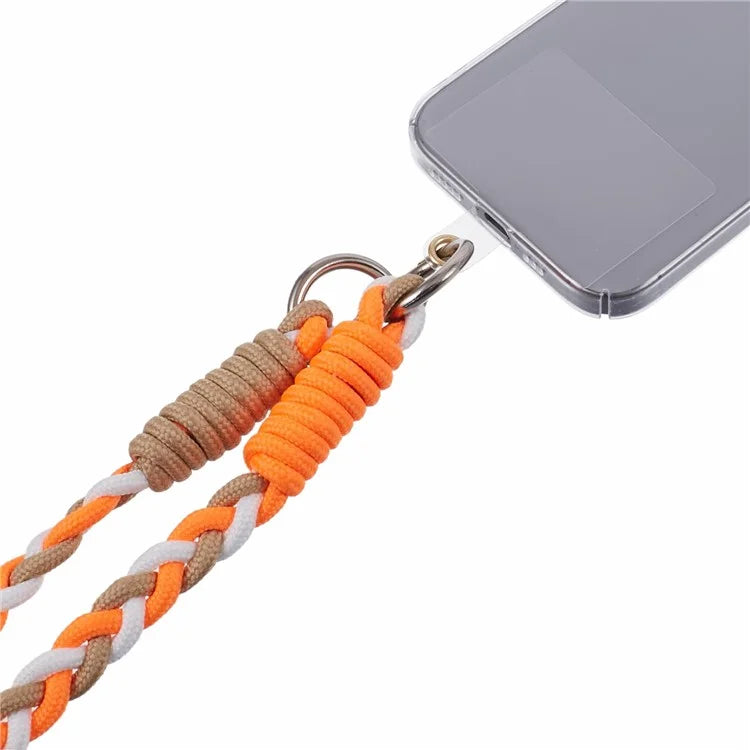 A5 Style 60cm Phone Crossbody Lanyard Weaving Polyester Shoulder Strap Phone Charms with Patch