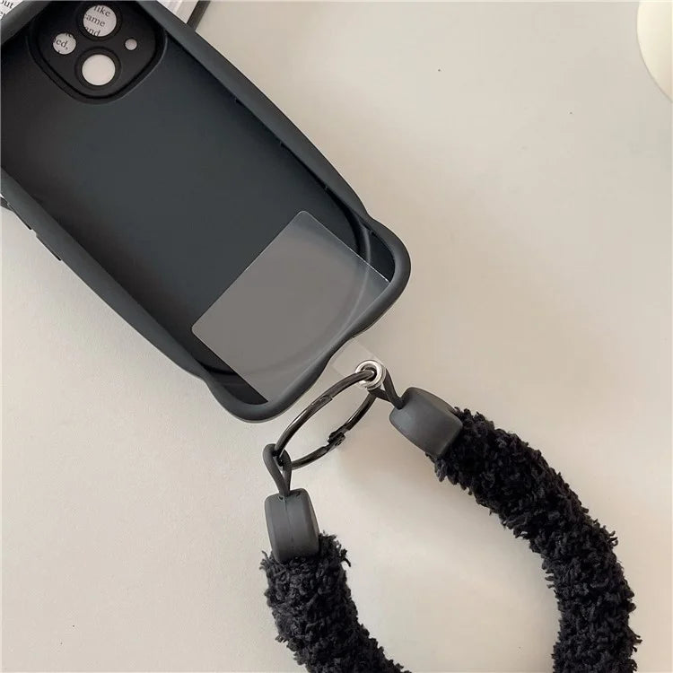 A7 Style Plush Phone Wrist Strap Anti-Loss Phone Lanyard Keychain with Tether Tab