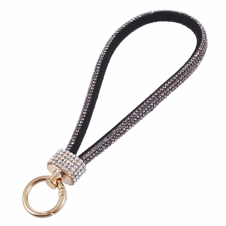 A12 Style Phone Wrist Strap Rhinestone Decor Bling Wristlet Key Chain with Patch