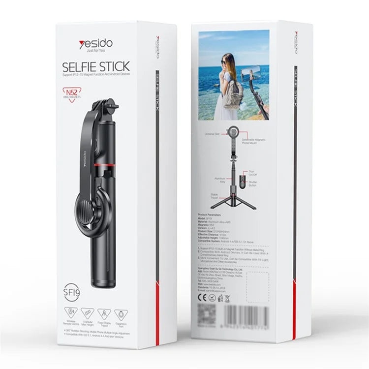 YESIDO SF19 Bluetooth Magnetic Selfie Stick for Cell Phone Tripod Stand