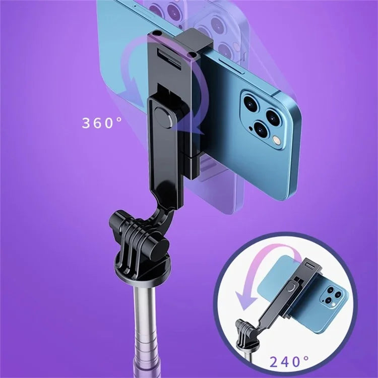 BT11 0.31-1.7m Telescopic Tripod Stand Phone Clip Holder Selfie Stick with Bluetooth Remote Control