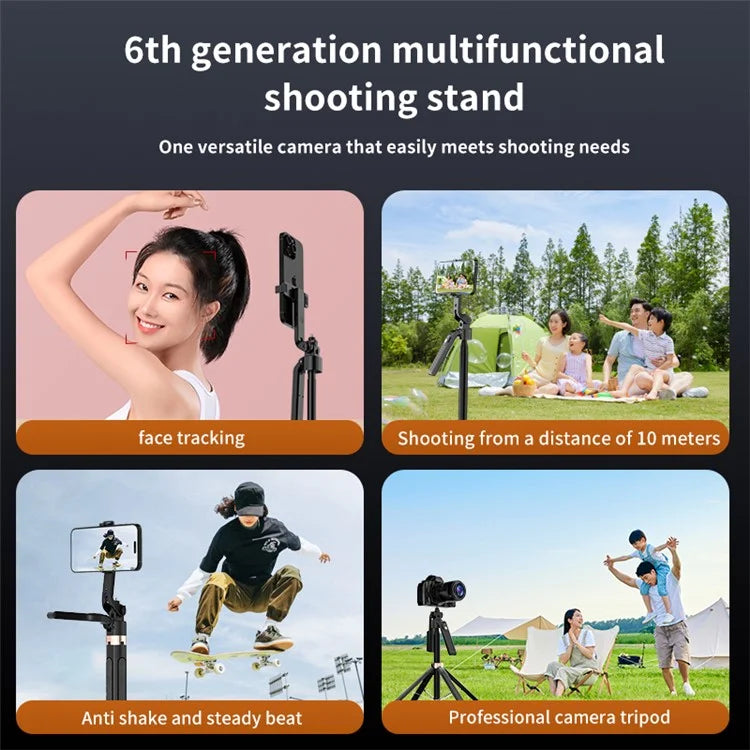 CL09 1.8m Handheld Selfie Stick 360 Degree Rotation AI Intelligent Tracking Gimbal Tripod