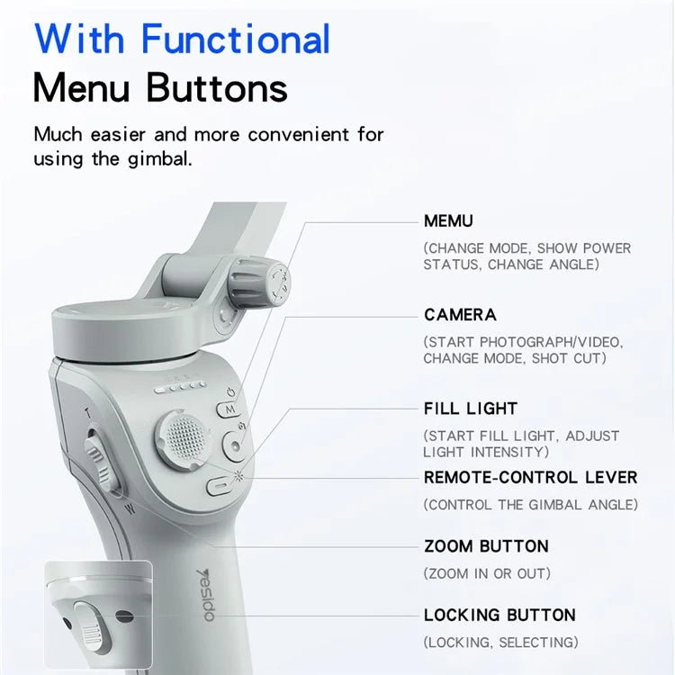 YESIDO SF18 3-Axis Smartphone Holder Gimbal Stabilizer Face Tracking Selfie Stick