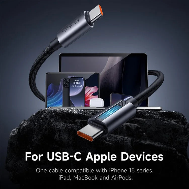 MCDODO CA-5740 1.2m Type-C to Type-C 100W Charging Data Cable with Breathing Light