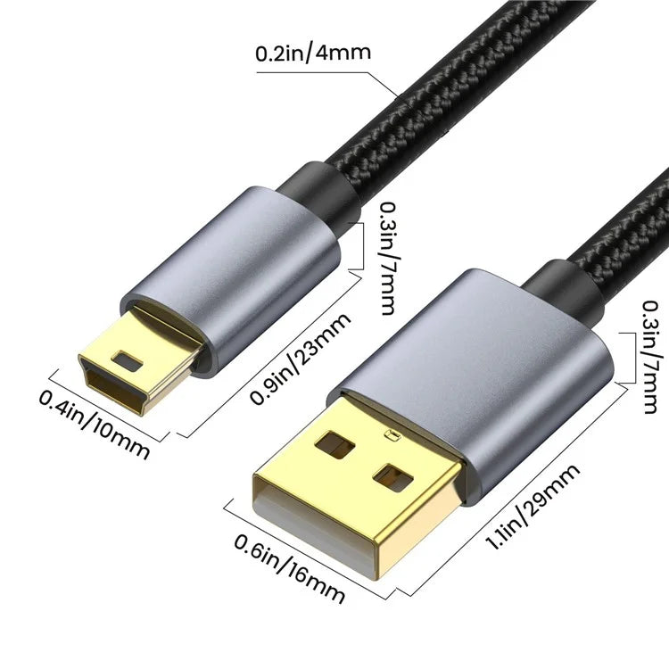 0.3m USB 2.0 to Mini B Male Charger Cord USB Mini to USB Charging Cable for PS3 Controller / MP3 Player / Camera