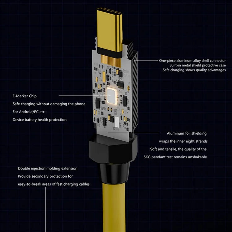 2m 140W 20Gbps USB3.2 Type-C Data Cable Support 8K 60Hz Audio Video Transmission