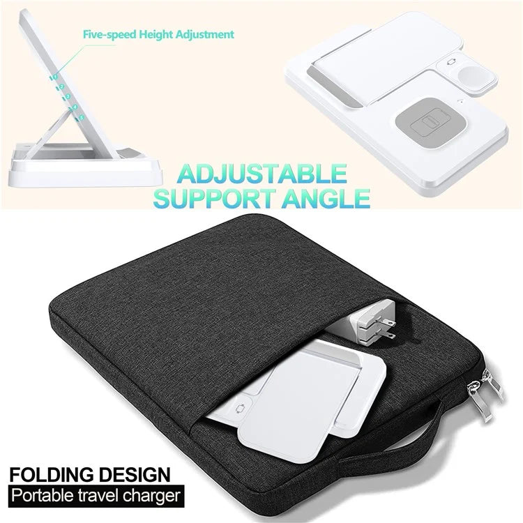 HT-514 3-in-1 Foldable Charging Dock 15W Wireless Charger for Phone / Watch / Earbuds